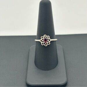 Sterling Silver with Magenta Gemstone Ring